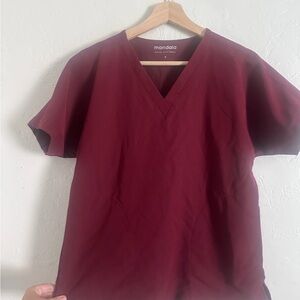 Mandala Burgundy V-Neck Top and jogger bottoms